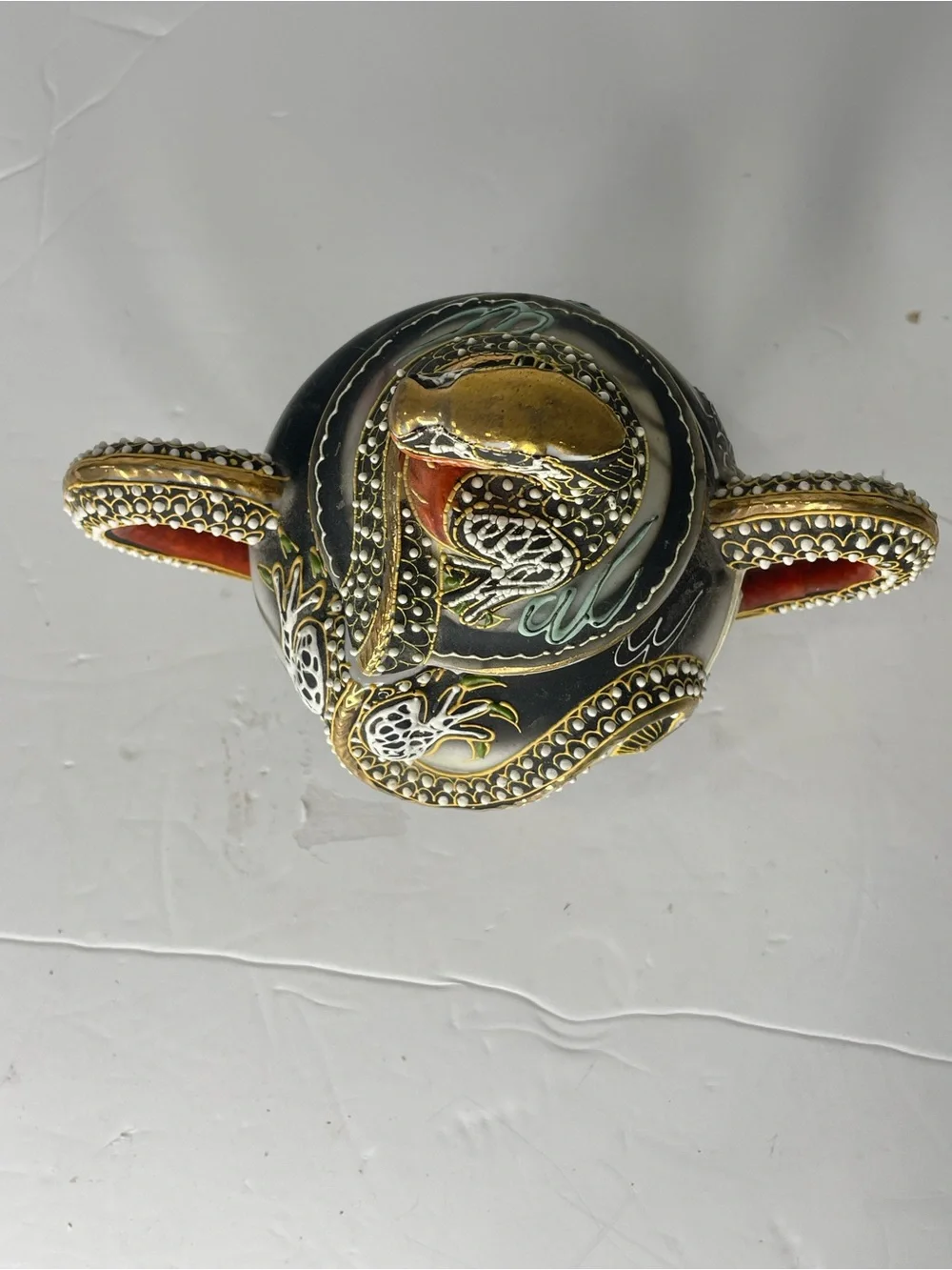 Vintage Victoria China Dragon Sugar Bowl Moriage Dragonware 3D Gold Trim